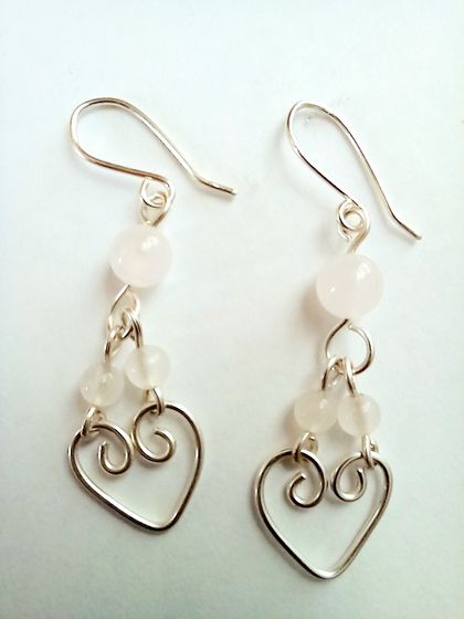 Rose Quartz Heart Earrings 